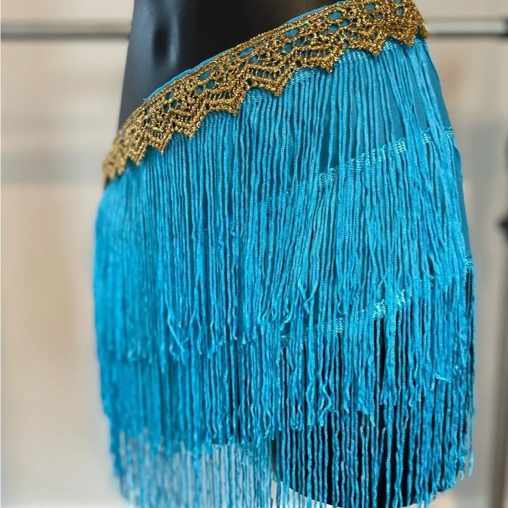 Wrap Skirt Fringe with Gold Trim